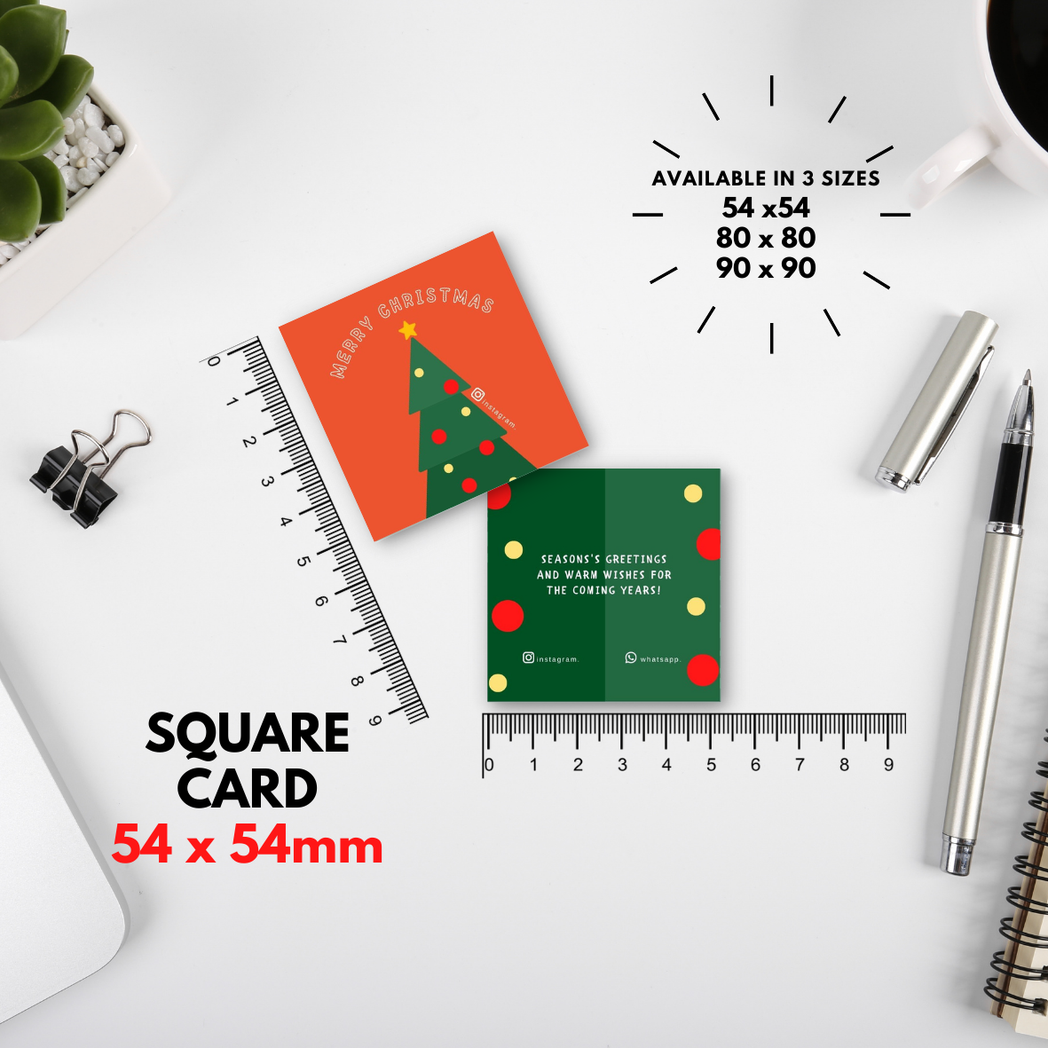 100-1000 pcs C2 Square Thank you Card for Business owner Christmas Edition