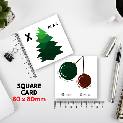 100-1000 pcs C6 Square Thank you Card for Business owner Christmas Edition