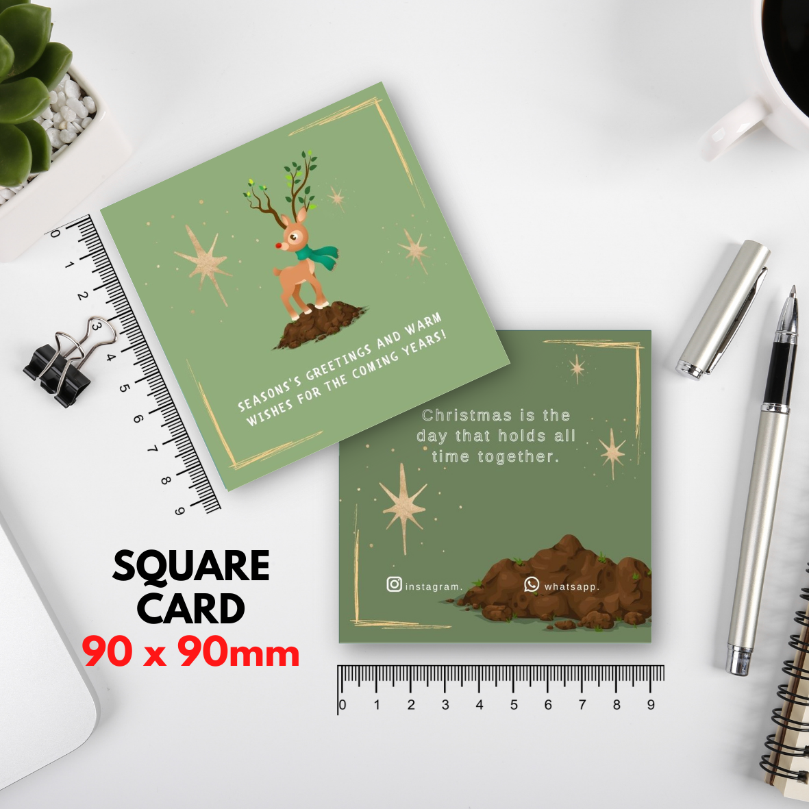 100-1000 pcs C3 Square Thank you Card for Business owner Christmas Edition