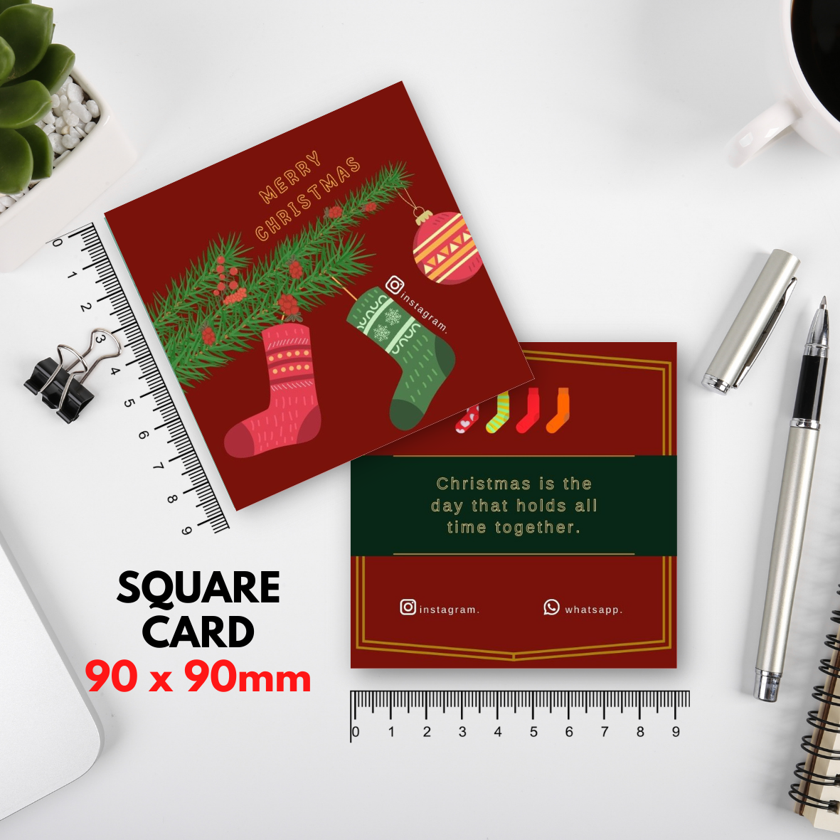 100-1000 pcs C5 Square Thank you Card for Business owner Christmas Edition