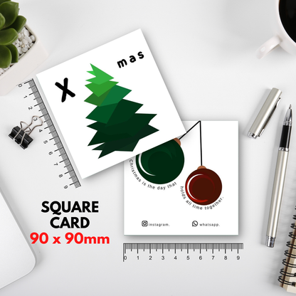 100-1000 pcs C6 Square Thank you Card for Business owner Christmas Edition