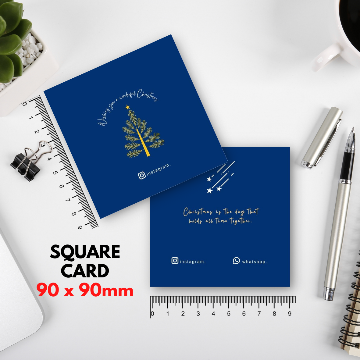 100-1000 pcs C7 Square Thank you Card for Business owner Christmas Edition