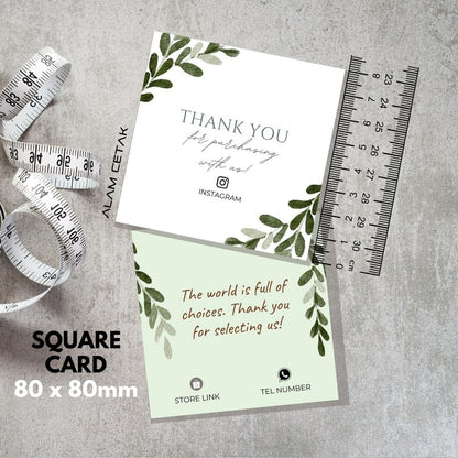 100-1000pcs D52 Square Thank you Card for Business owner