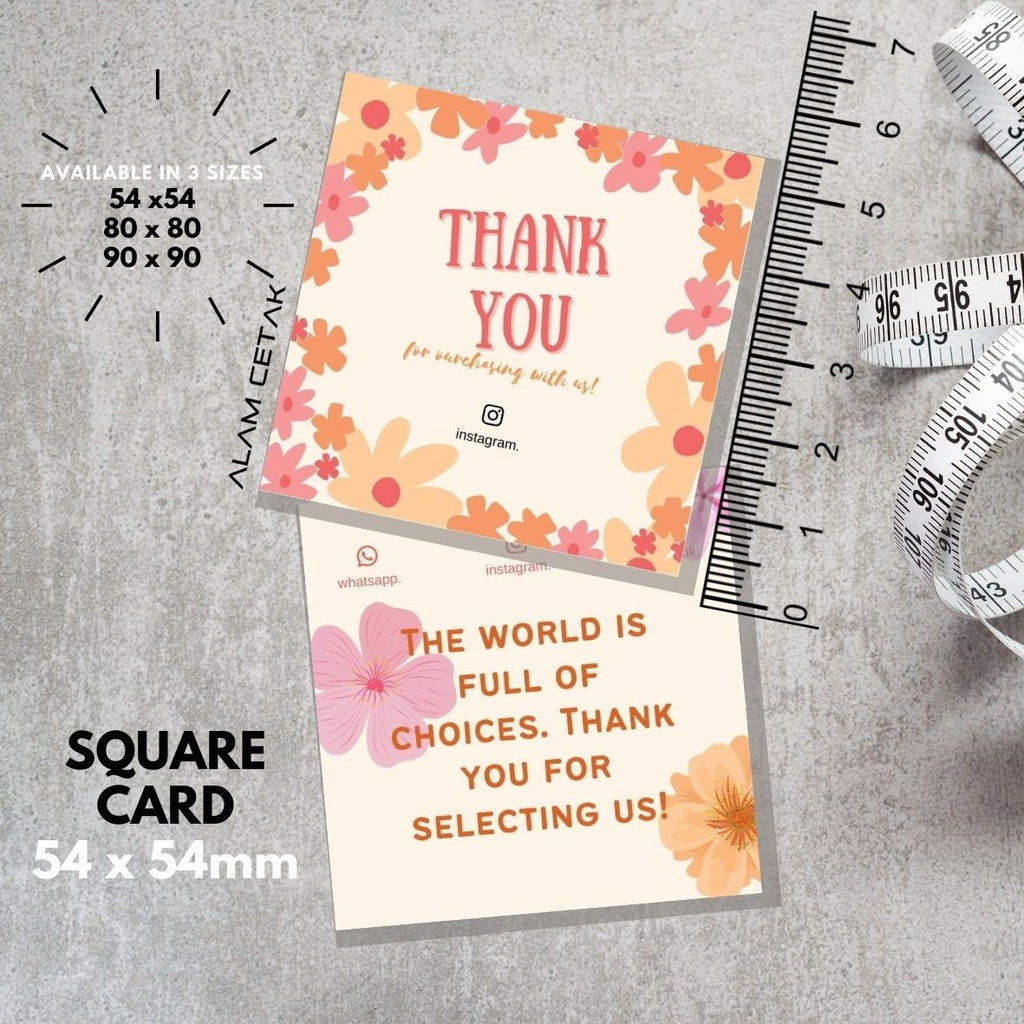 100 - 1000 pcs D137 Square Thank you Card for Business owner