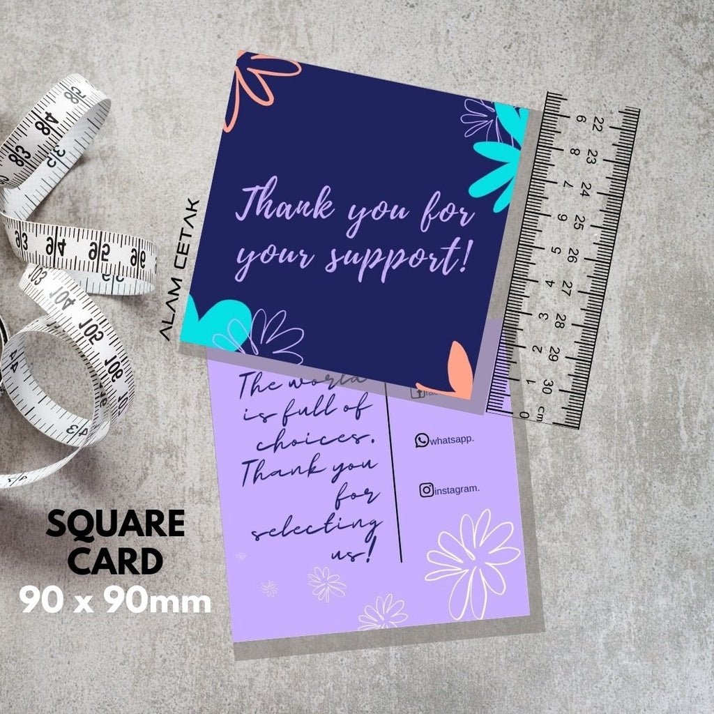 100-1000pcs D117 Square Thank you Card for Business owner