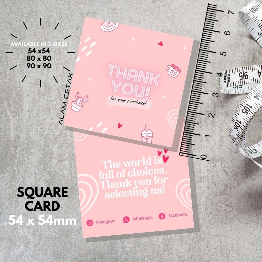 100-1000pcs D112 Square Thank you Card for Business owner