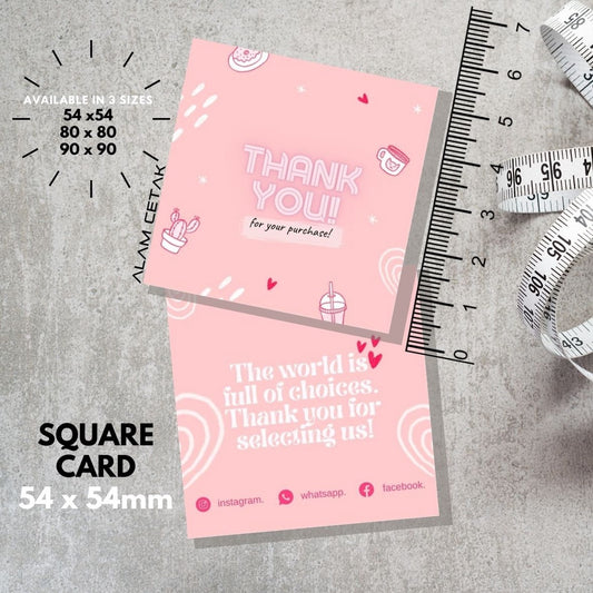 100-1000pcs D112 Square Thank you Card for Business owner