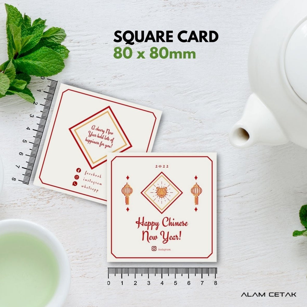 100-1000 pcs CNY16 Square Thank you Card for Business owner Chinese New Year Edition