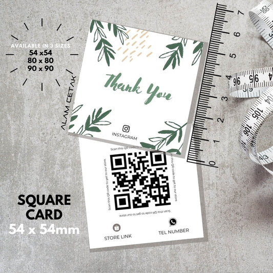 100-1000pcs D26 Square Thank you Card for Business owner