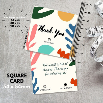 100-1000pcs D32 Square Thank you Card for Business owner