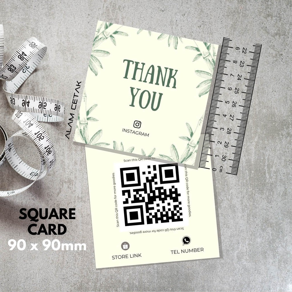 100-1000pcs D22 Square Thank you Card for Business owner