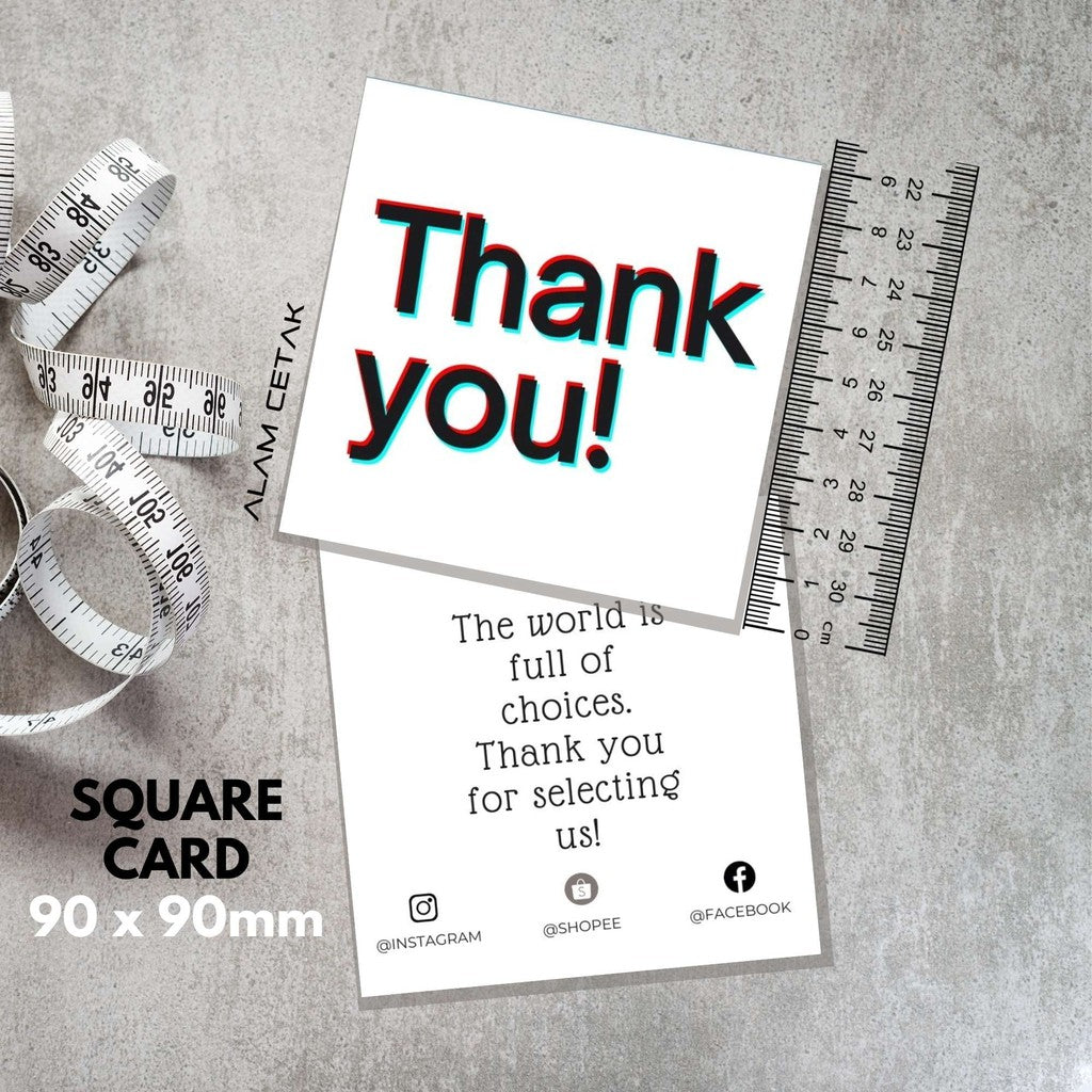 100-1000pcs SU5 Square Thank you Card for Business owner