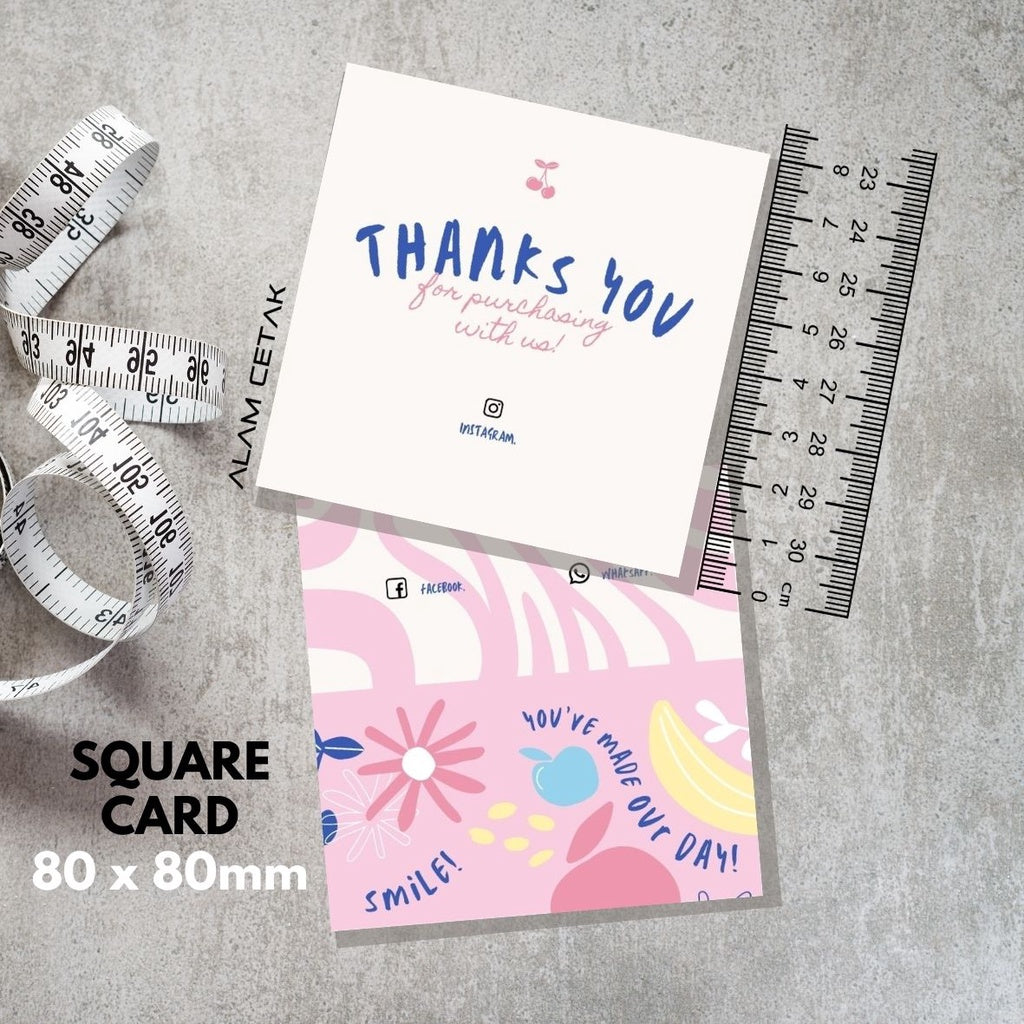 100 - 1000 pcs D134 Square Thank you Card for Business owner