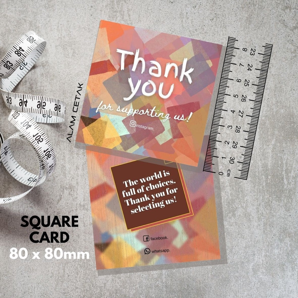 100-1000pcs D129 Square Thank you Card for Business owner