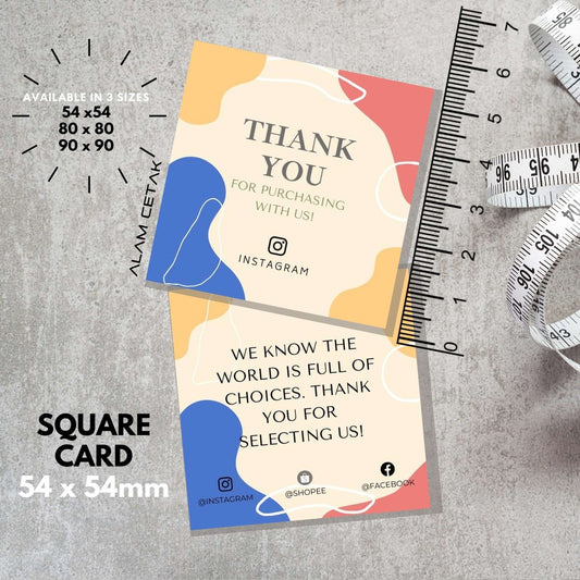 100-1000pcs D11 Square Thank you Card for Business owner