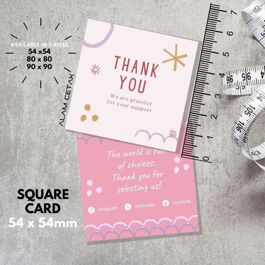 100-1000pcs D107 Square Thank you Card for Business owner