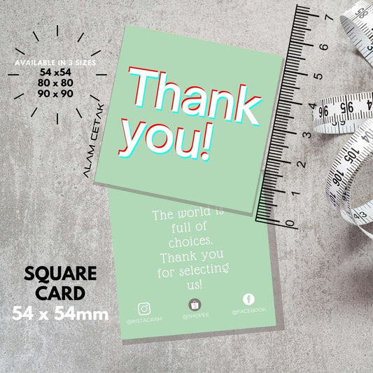 100-1000pcs SU3 Square Thank you Card for Business owner