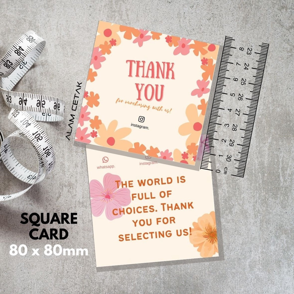 100 - 1000 pcs D137 Square Thank you Card for Business owner