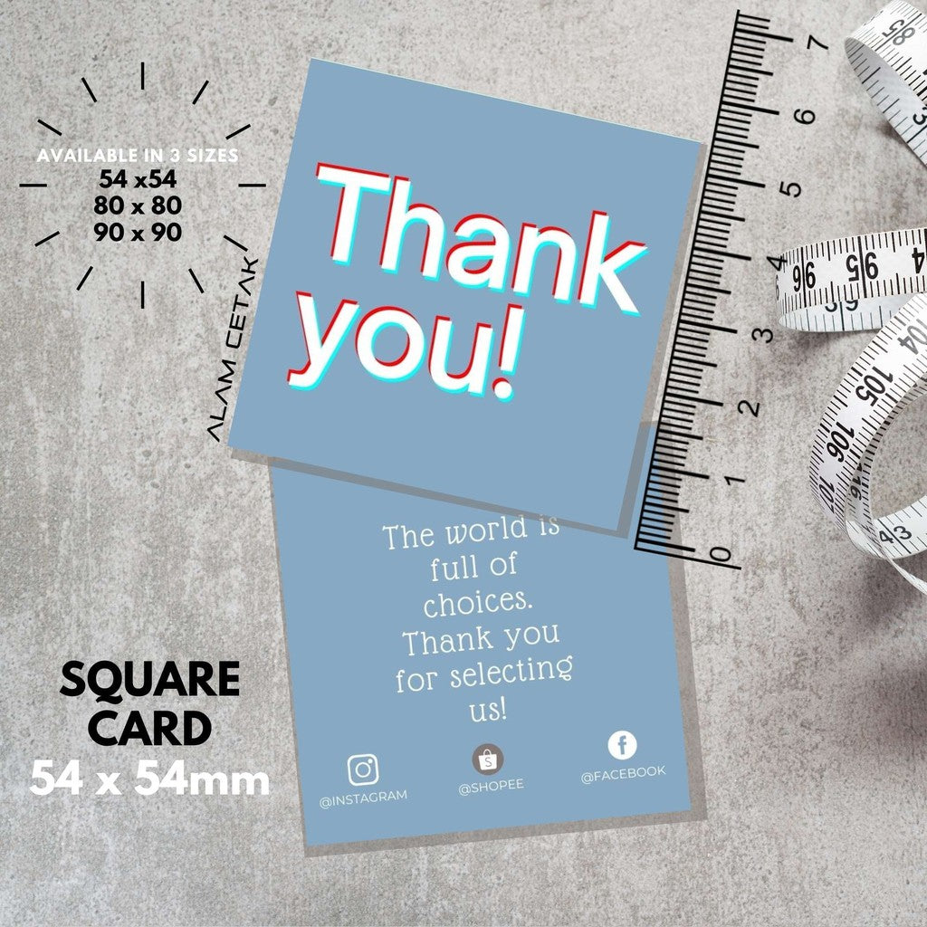 100-1000pcs SU4 Square Thank you Card for Business owner