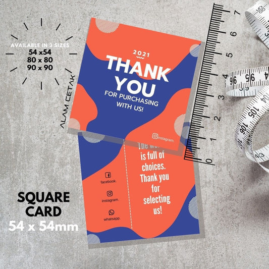 100 - 1000 pcs D132 Square Thank you Card for Business owner