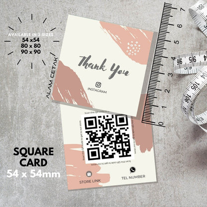 100-1000pcs D30 Square Thank you Card for Business owner