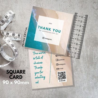 100-1000pcs D124 Square Thank you Card for Business owner