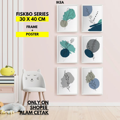 Ikea Fiskbo wall art deco 30 x 40cm including minimalist graphic alam cetak picture frame leaf / nature design