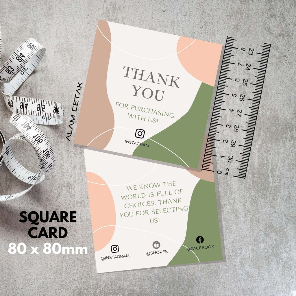 100-1000pcs D1 Square Thank you Card for Business owner