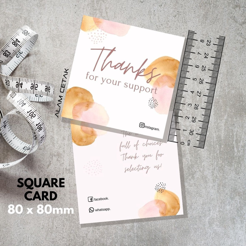 100 - 1000 pcs D133 Square Thank you Card for Business owner