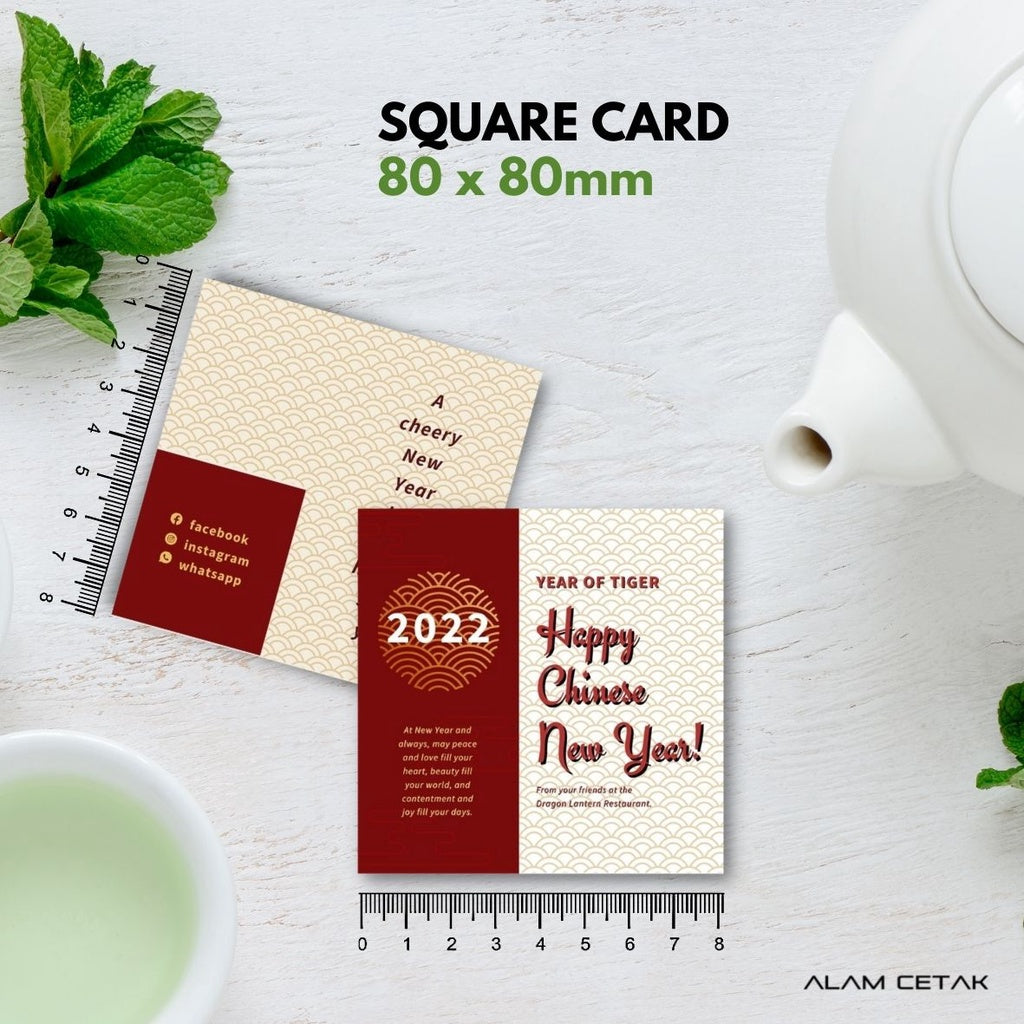 100-1000 pcs CNY5 Square Thank you Card for Business owner Chinese New Year Edition