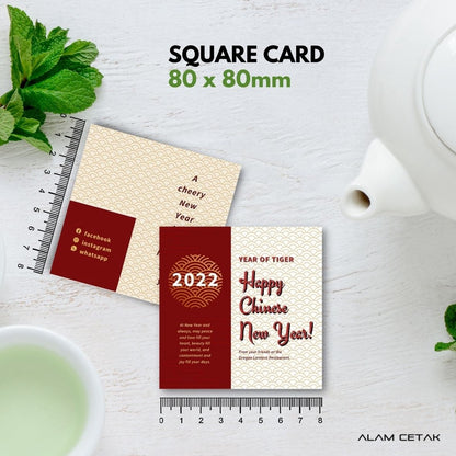 100-1000 pcs CNY5 Square Thank you Card for Business owner Chinese New Year Edition