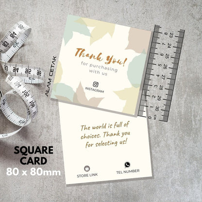 100-1000pcs D38 Square Thank you Card for Business owner