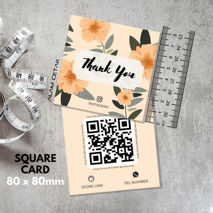 100-1000pcs D23 Square Thank you Card for Business owner