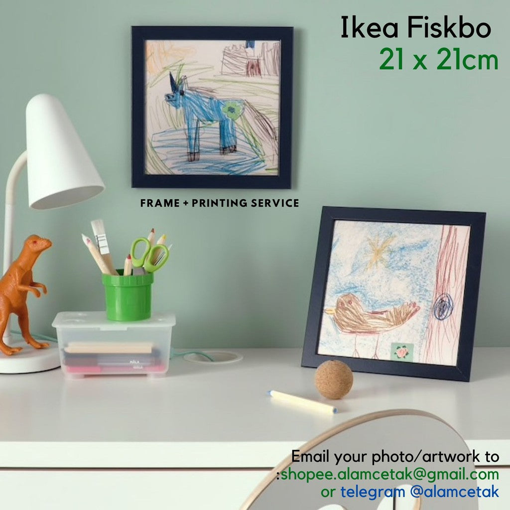 [Including Custom Photo Print Option] New Dark Blue 21 x 21cm Ikea square Frame Fiskbo