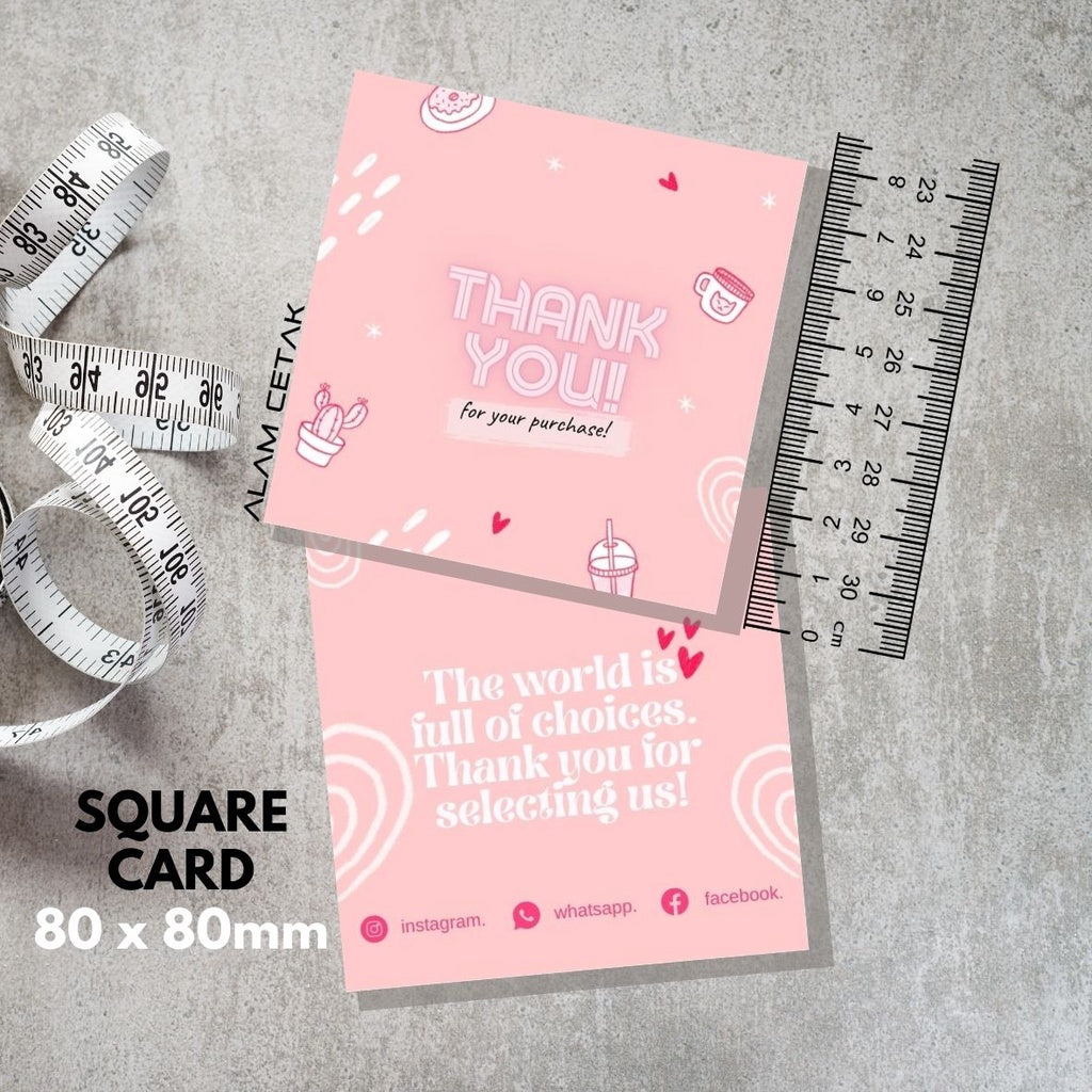 100-1000pcs D112 Square Thank you Card for Business owner