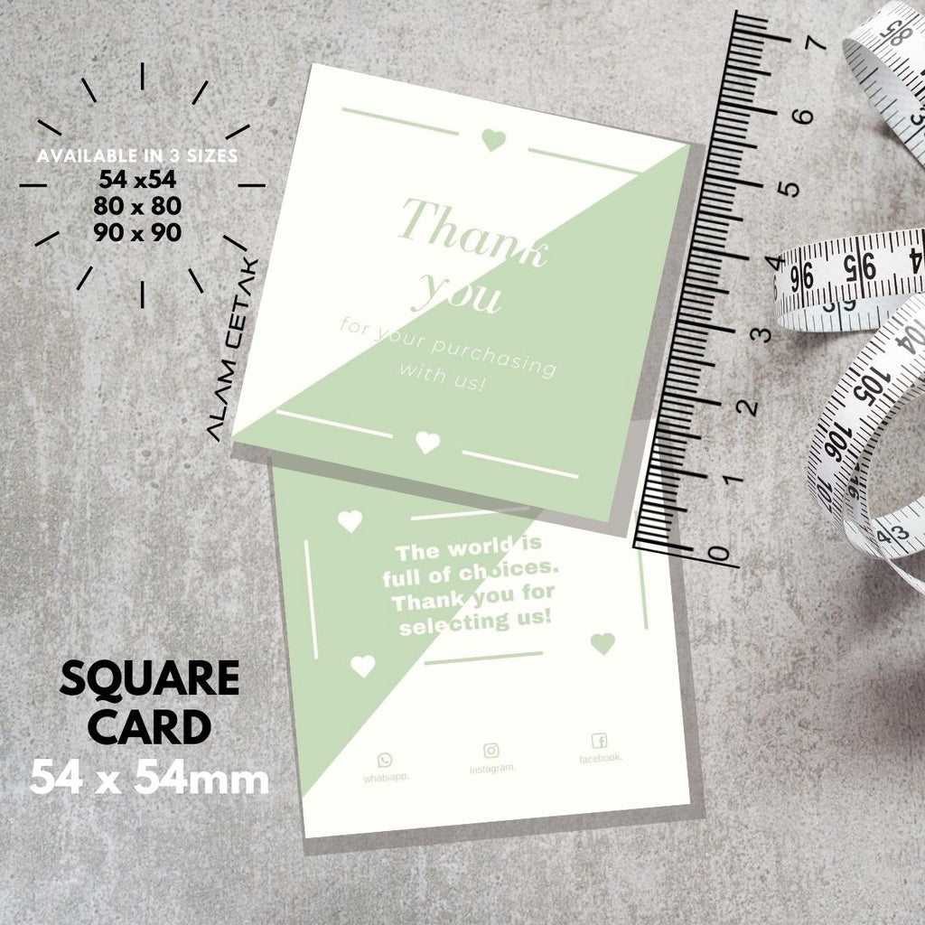 100 - 1000 pcs D143 Square Thank you Card for Business owner