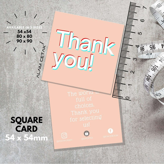 100-1000pcs SU2 Square Thank you Card for Business owner