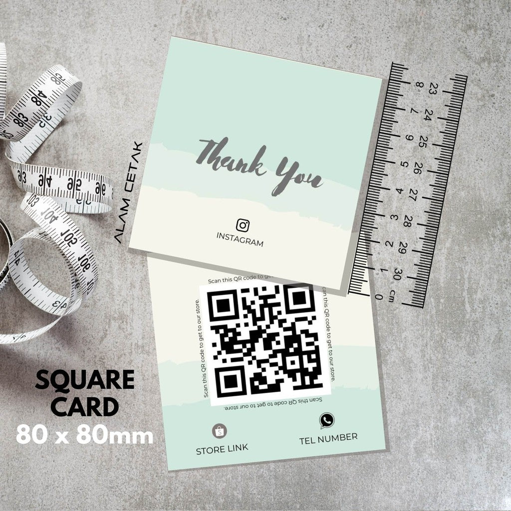 100-1000pcs D29 Square Thank you Card for Business owner