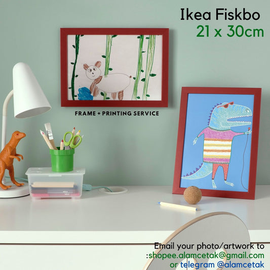 [Including Custom Photo Print Option] New Dark Red 21 x 30cm Ikea Frame Fiskbo