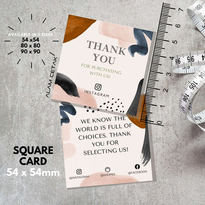 100-1000pcs D13 Square Thank you Card for Business owner