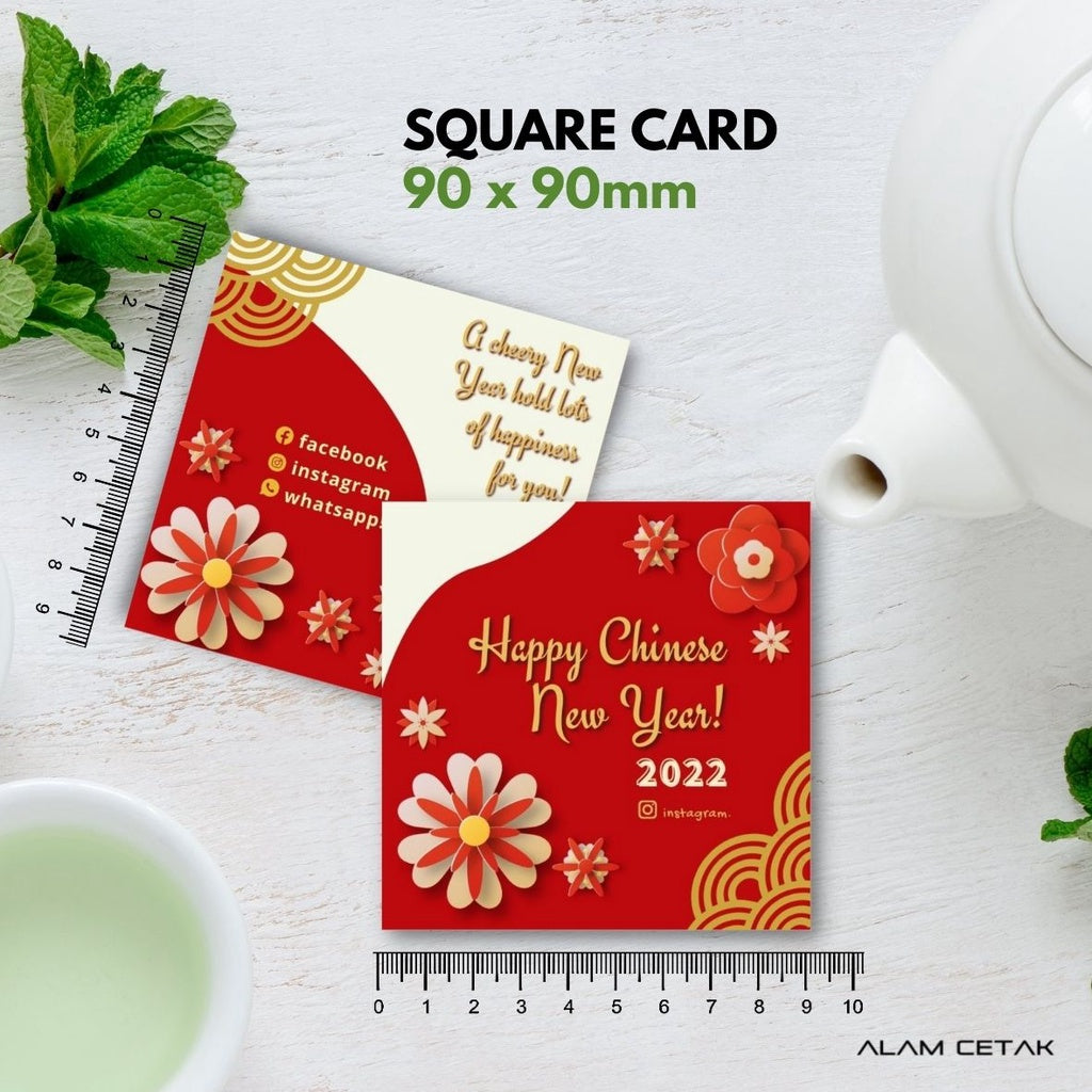 100-1000 pcs CNY10 Square Thank you Card for Business owner Chinese New Year Edition