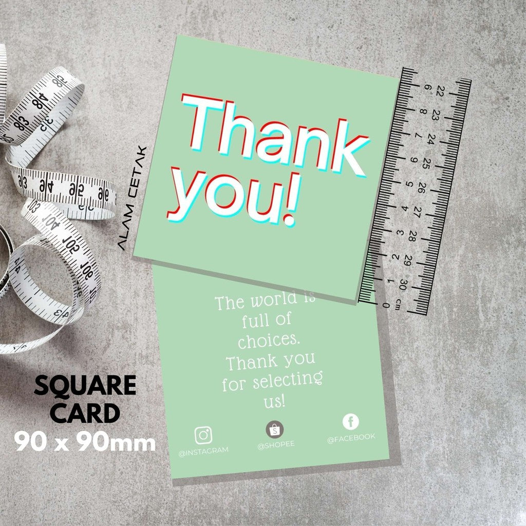 100-1000pcs SU3 Square Thank you Card for Business owner