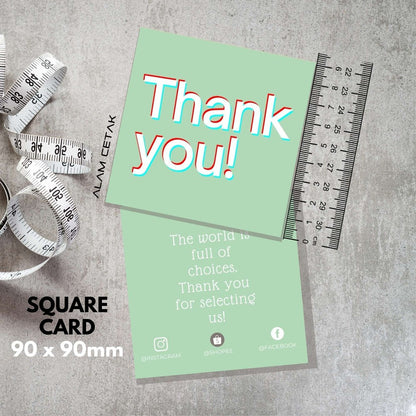 100-1000pcs SU3 Square Thank you Card for Business owner