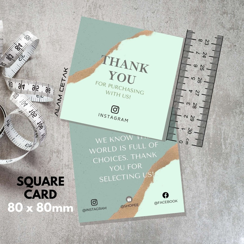 100-1000pcs D7 Square Thank you Card for Business owner