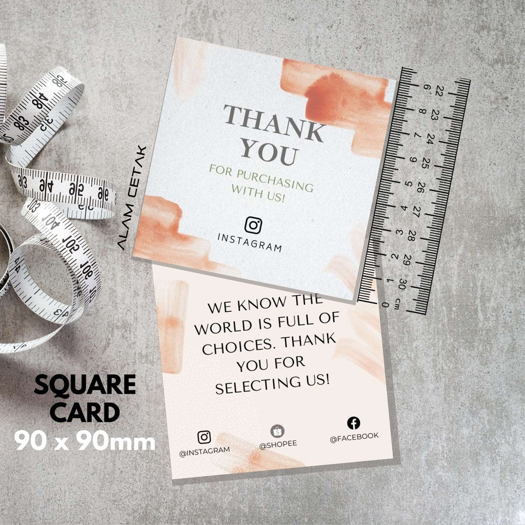 100-1000pcs D14 Square Thank you Card for Business owner