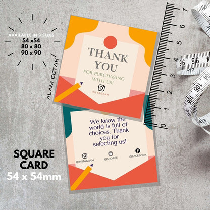 100-1000pcs D6 Square Thank you Card for Business owner