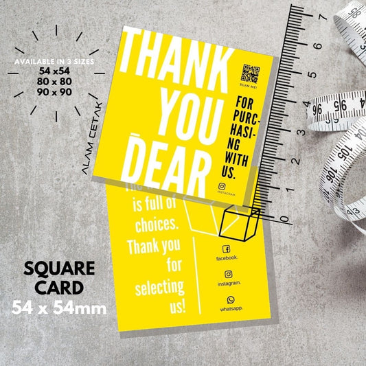 100-1000pcs D130 Square Thank you Card for Business owner