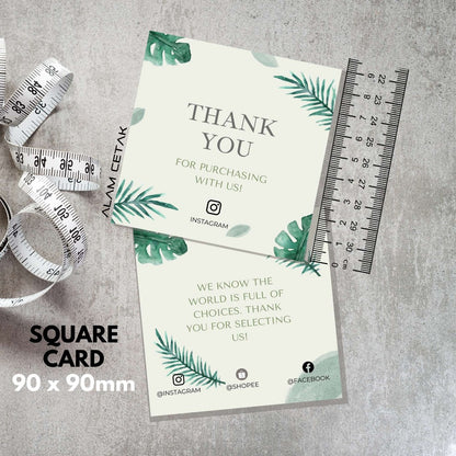 100-1000pcs D3 Square Thank you Card for Business owner