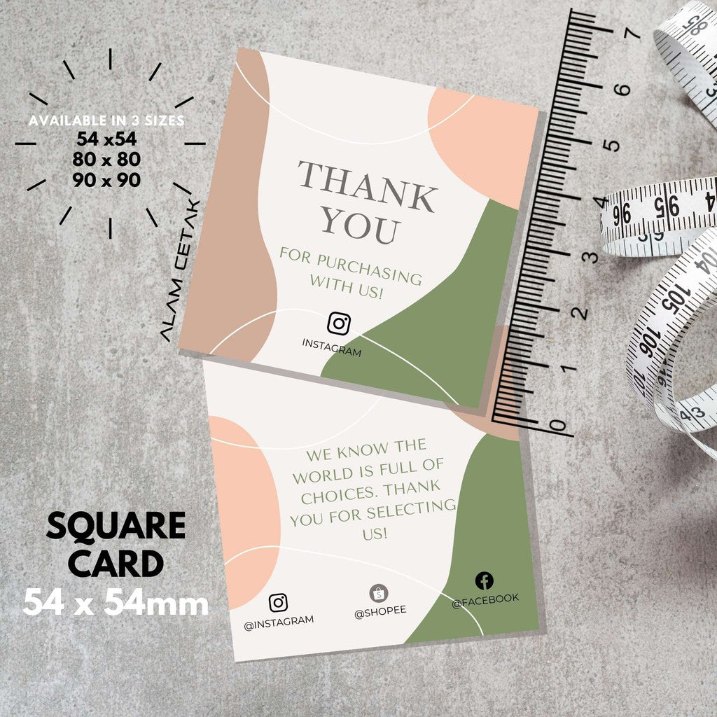 100-1000pcs D1 Square Thank you Card for Business owner