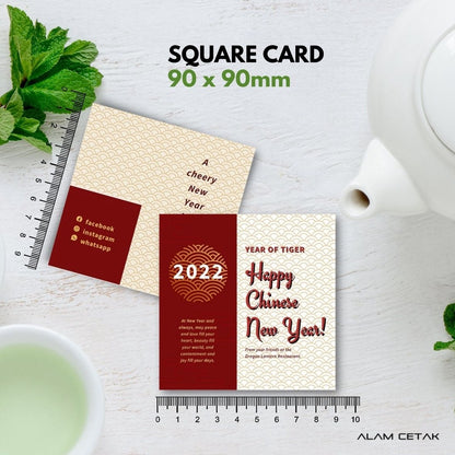 100-1000 pcs CNY5 Square Thank you Card for Business owner Chinese New Year Edition